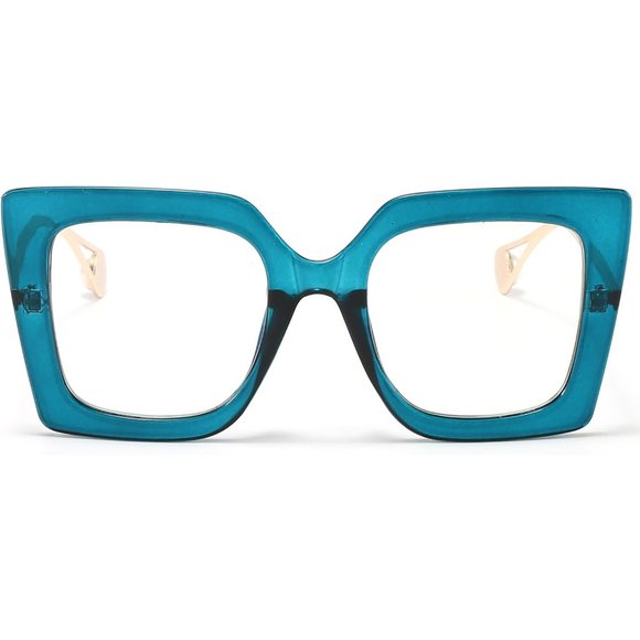 Women Blue Square Big Frame Blue Light Blocking Glasses - Picture 1 of 6